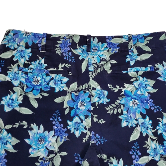 Talbots Blue Floral Print Classic Cropped Pants Size 10 - Picture 10 of 15